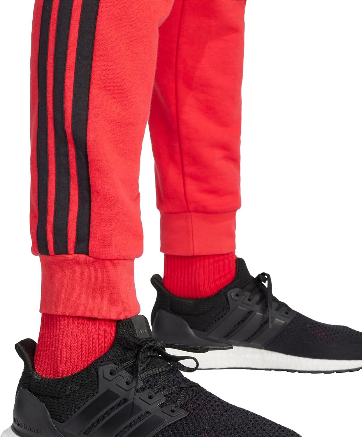 imageadidas Mens Essentials 3Stripes French Terry PantsPure RubyBlack