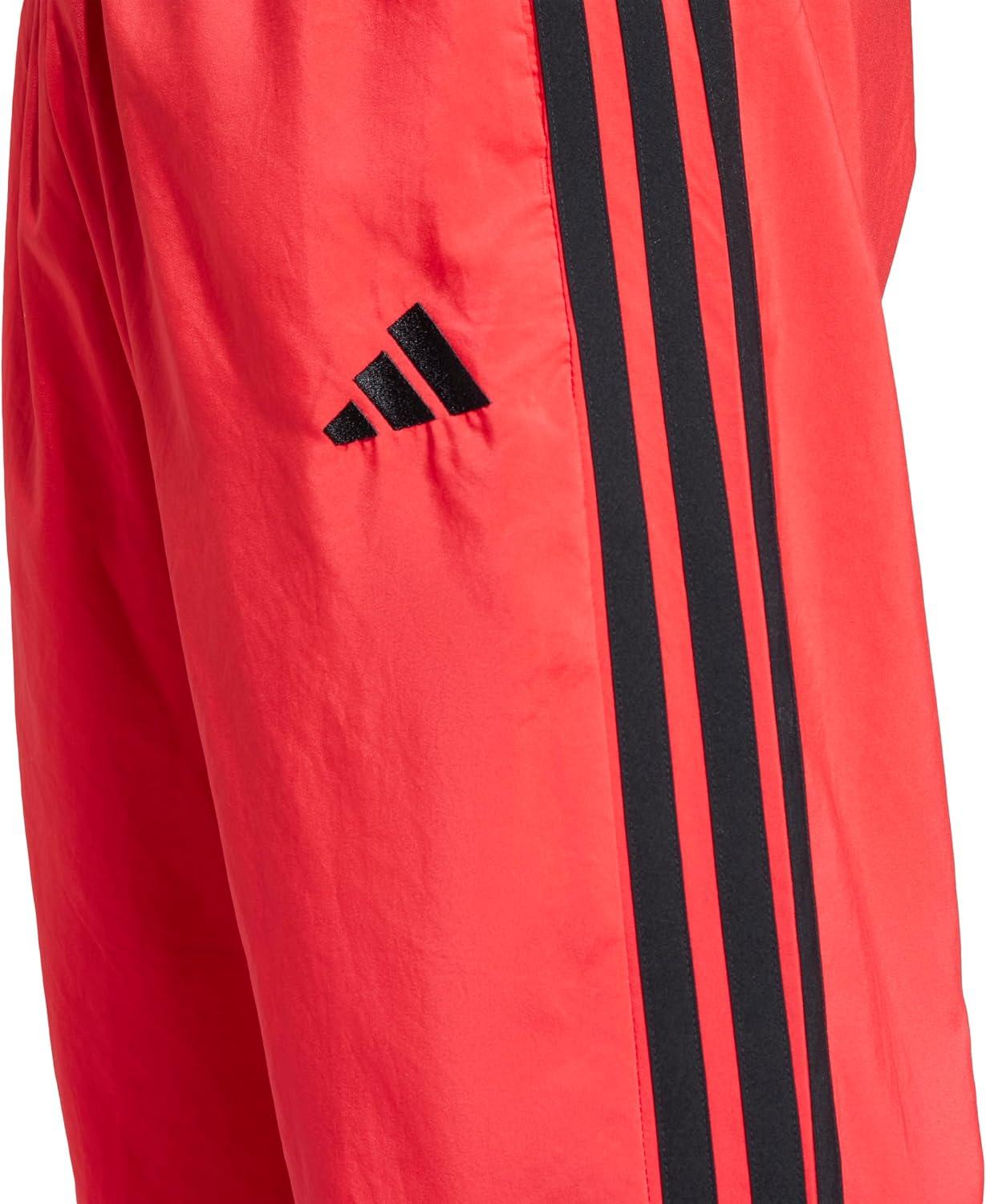 imageadidas Mens Essentials 3Stripes Woven PantsPure RubyBlack
