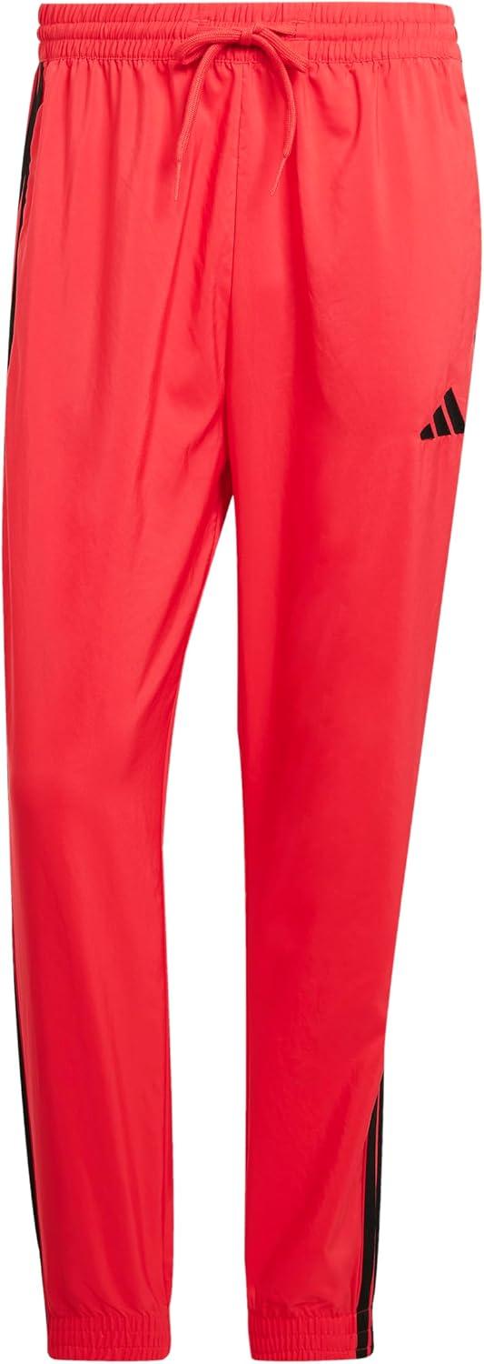 imageadidas Mens Essentials 3Stripes Woven PantsPure RubyBlack
