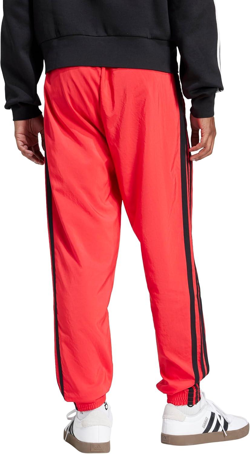 imageadidas Mens Essentials 3Stripes Woven PantsPure RubyBlack