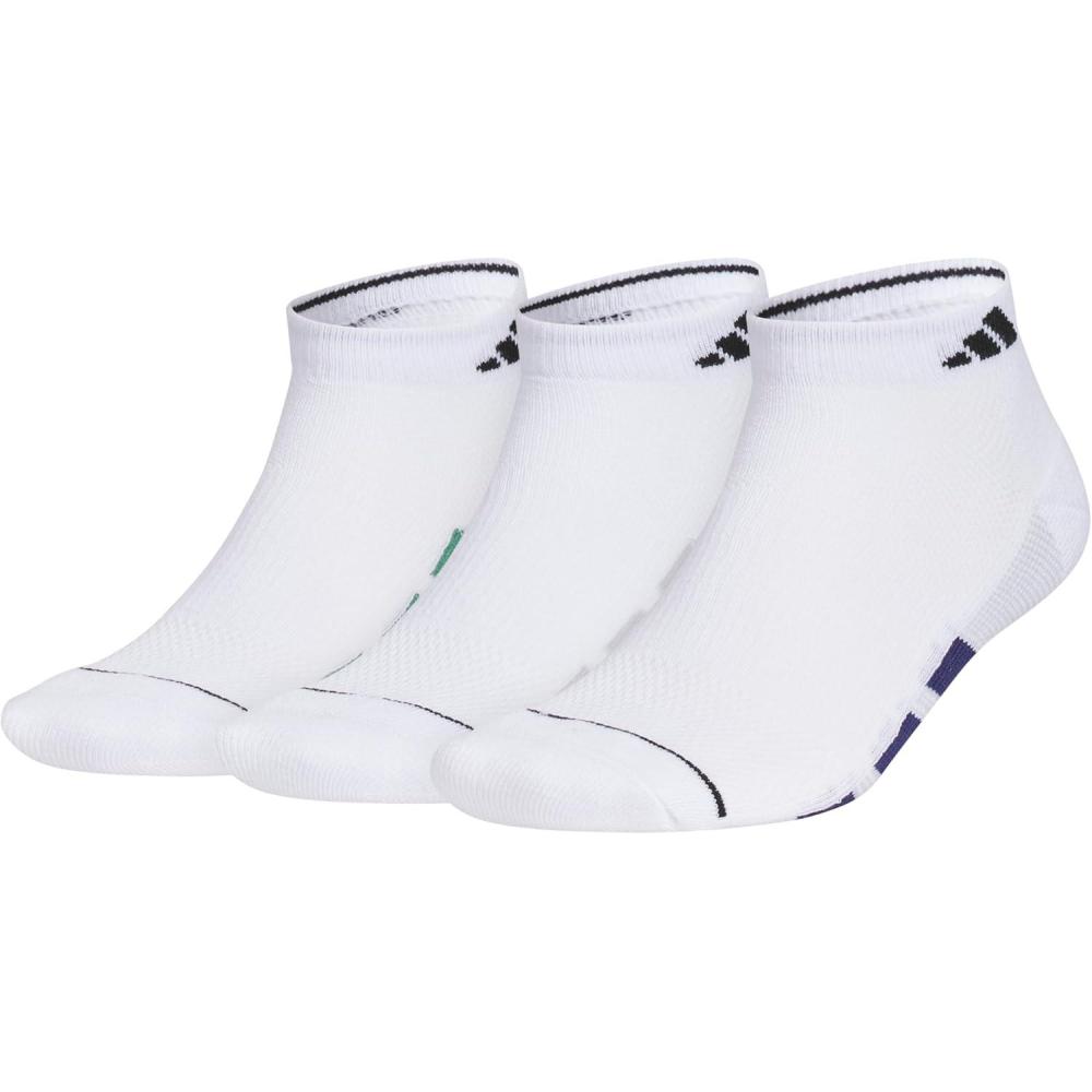 imageadidas Mens All Day Training Low Cut Socks Engineered for Sport Performance with Targeted Cushioning for Running 3PairWhiteSemi Court GreenDark Blue