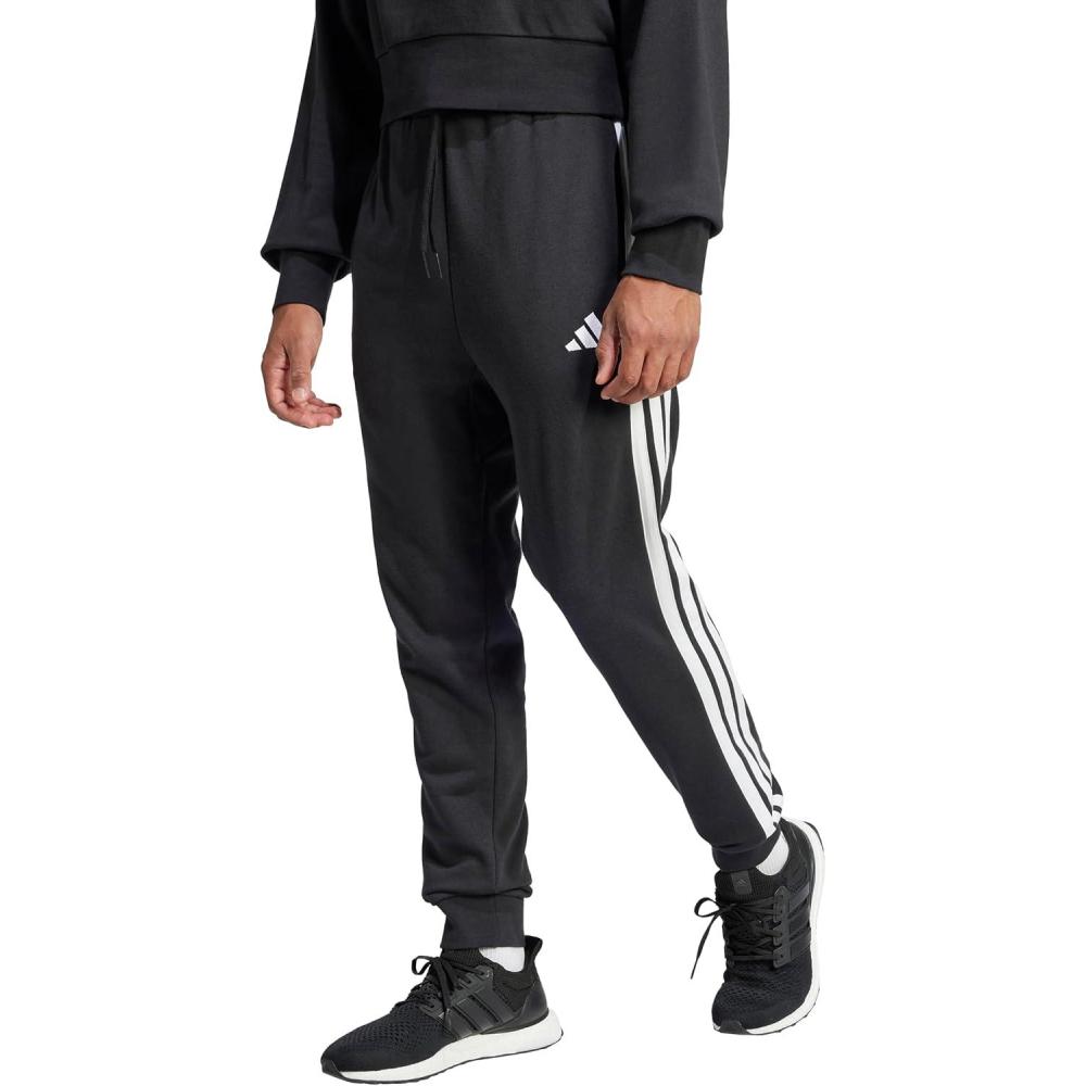 imageadidas Mens Essentials 3Stripes French Terry PantsBlackWhite