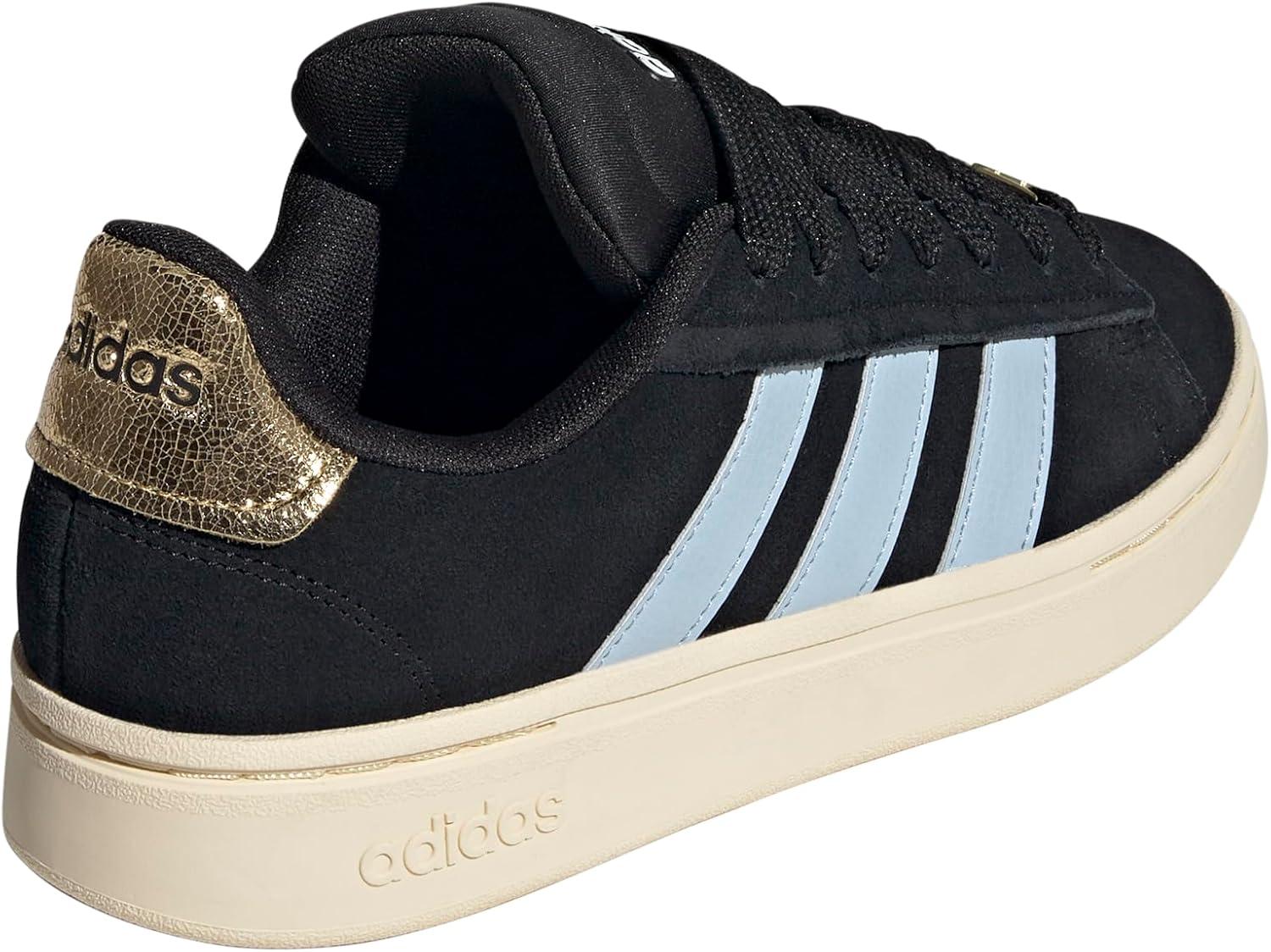 imageadidas Womens Grand Court Alpha 00s SneakersCore BlackWonder BlueGold Metallic