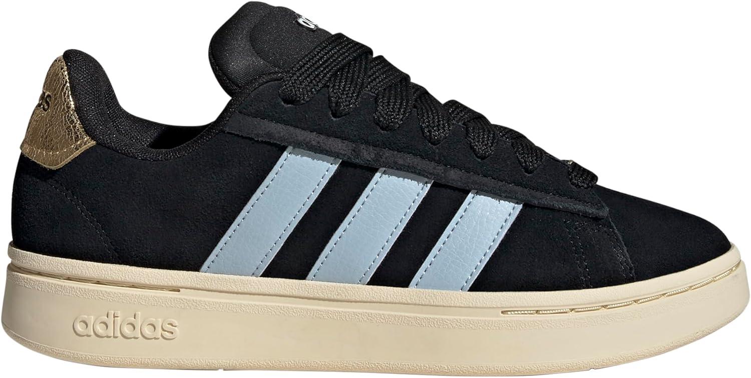 imageadidas Womens Grand Court Alpha 00s SneakersCore BlackWonder BlueGold Metallic