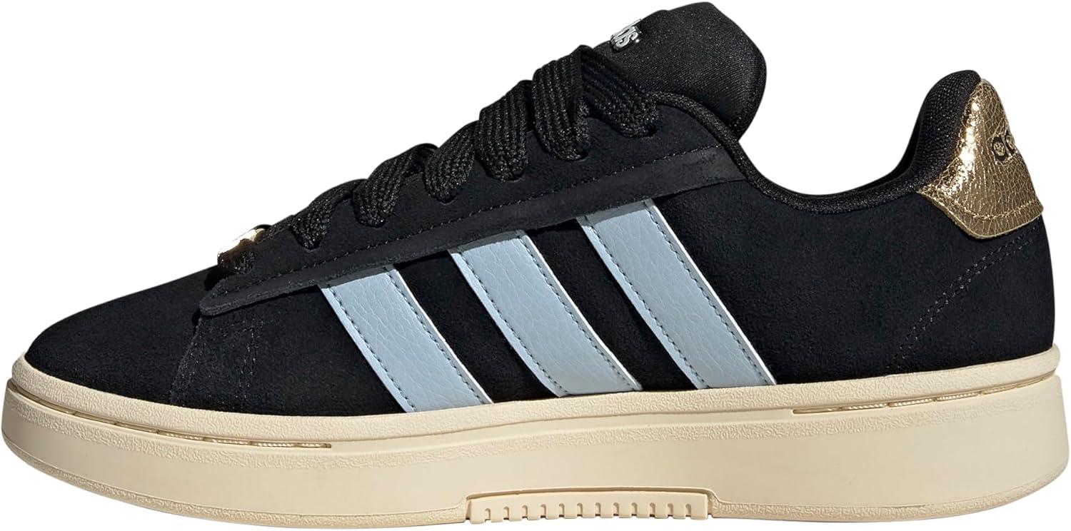 imageadidas Womens Grand Court Alpha 00s SneakersCore BlackWonder BlueGold Metallic