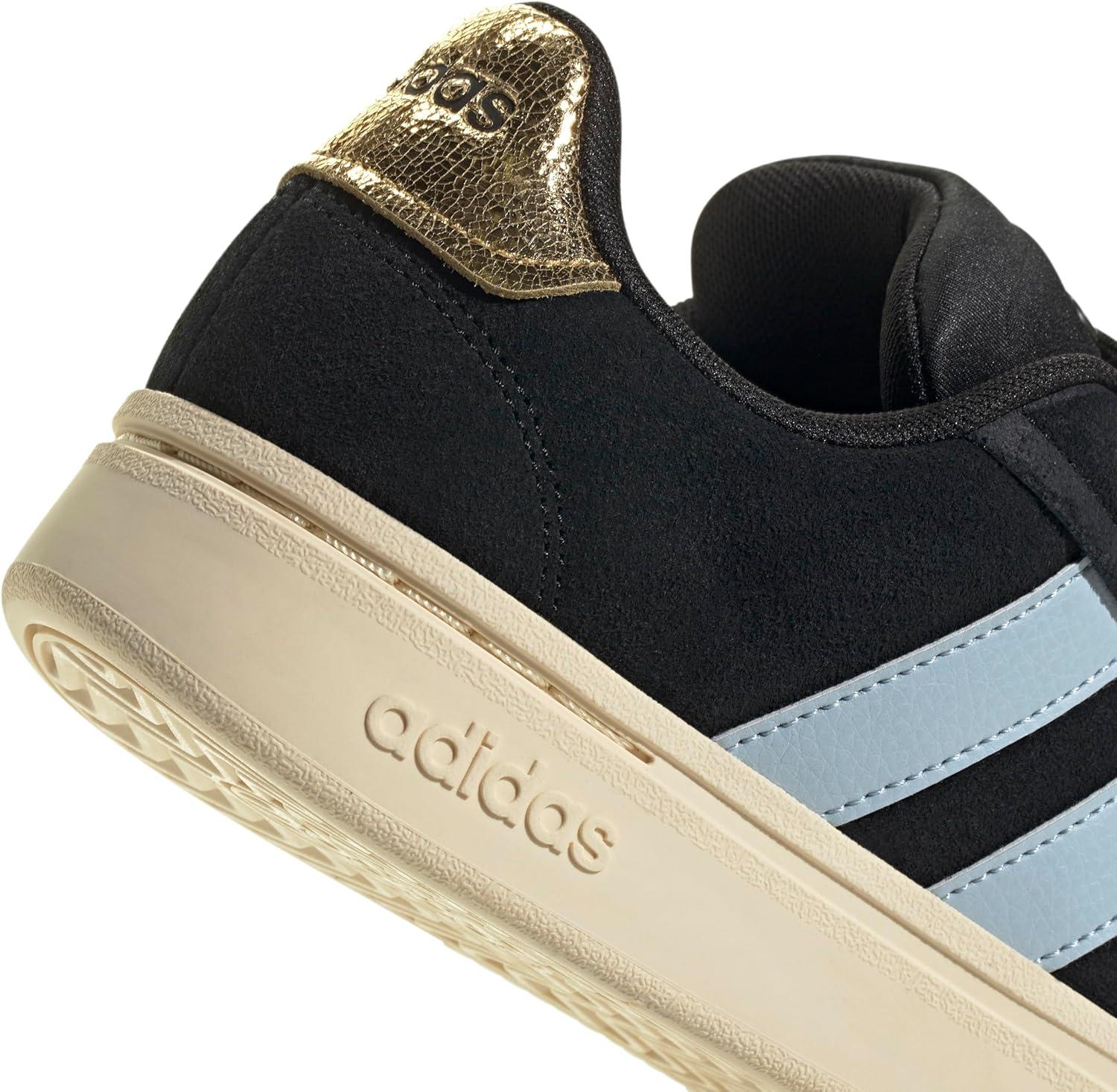 imageadidas Womens Grand Court Alpha 00s SneakersCore BlackWonder BlueGold Metallic