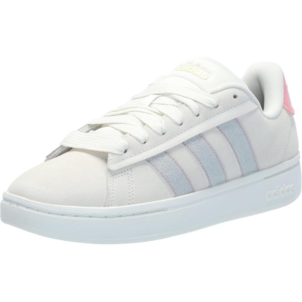 imageadidas Womens Grand Court Alpha 00s SneakersOff WhiteSilver MetallicSemi Pink Spark
