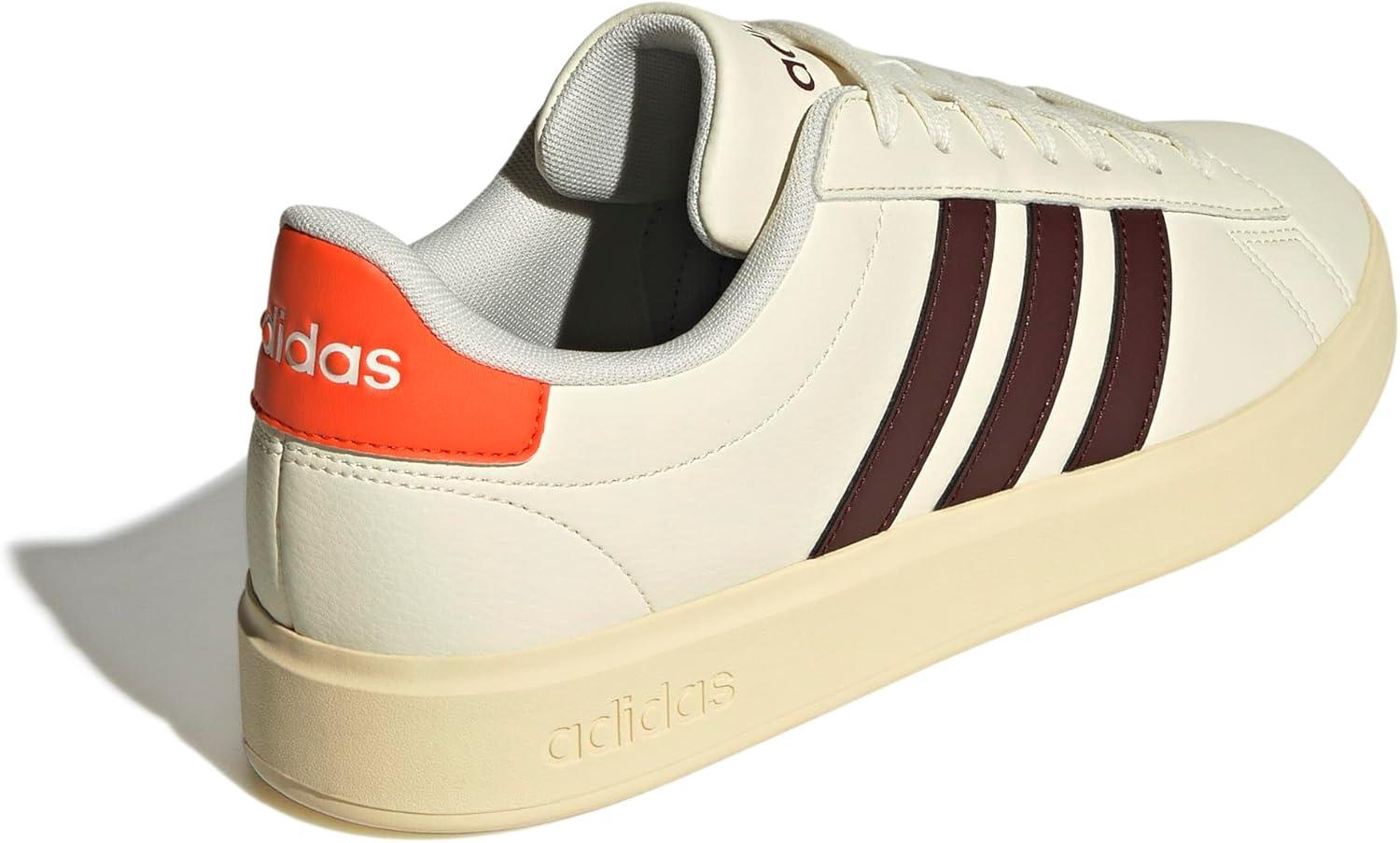 imageadidas Mens Grand Court 20 Tennis ShoeOff WhiteAurora RubySemi Impact Orange