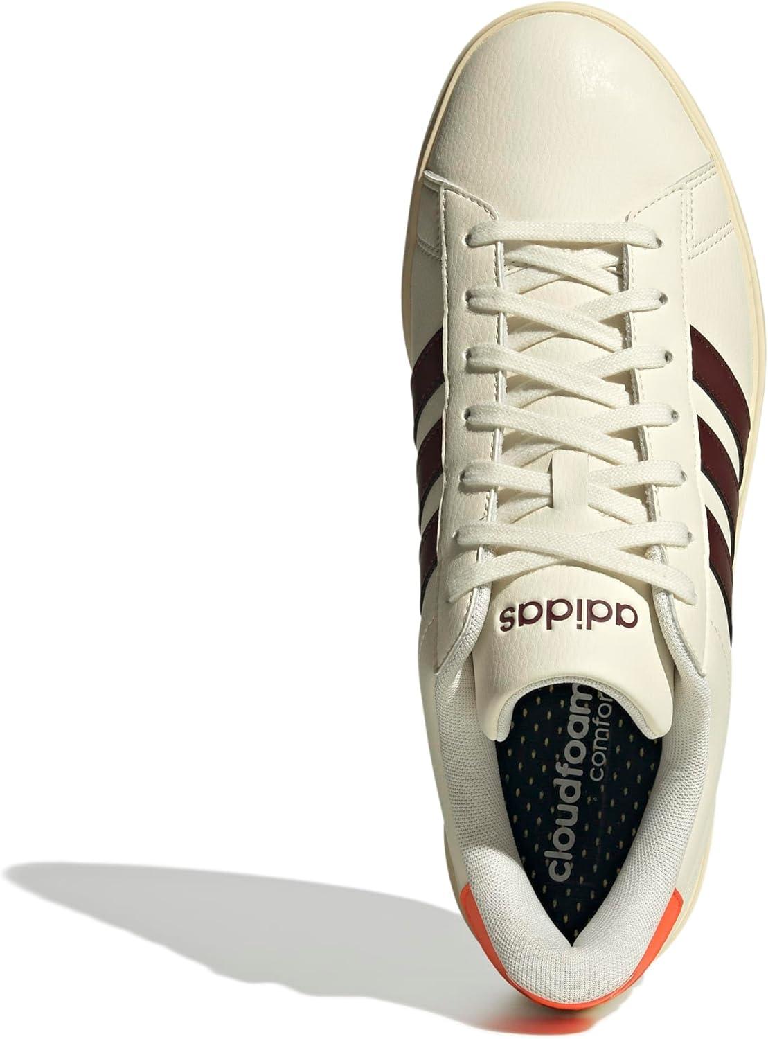 imageadidas Mens Grand Court 20 Tennis ShoeOff WhiteAurora RubySemi Impact Orange