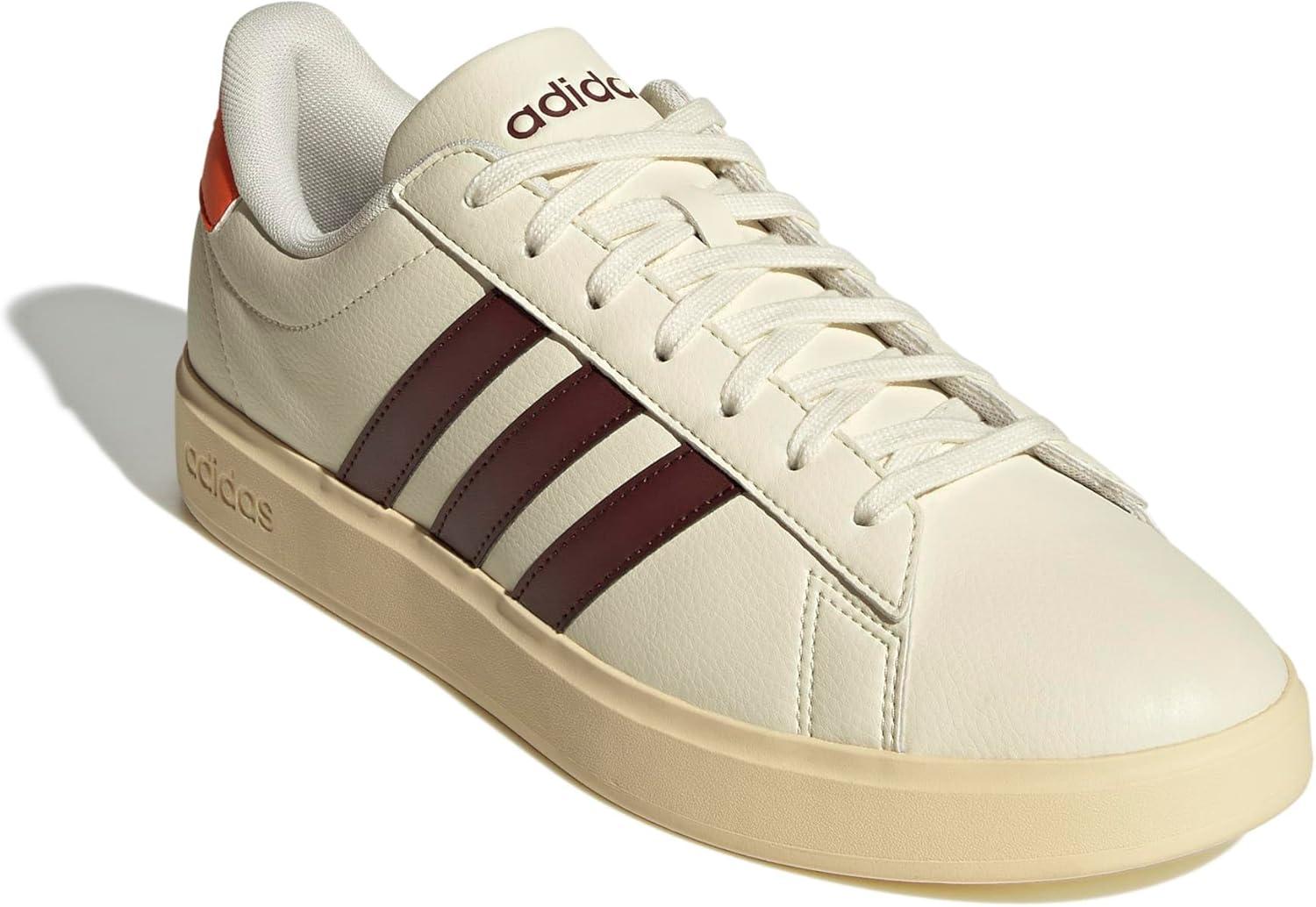 imageadidas Mens Grand Court 20 Tennis ShoeOff WhiteAurora RubySemi Impact Orange