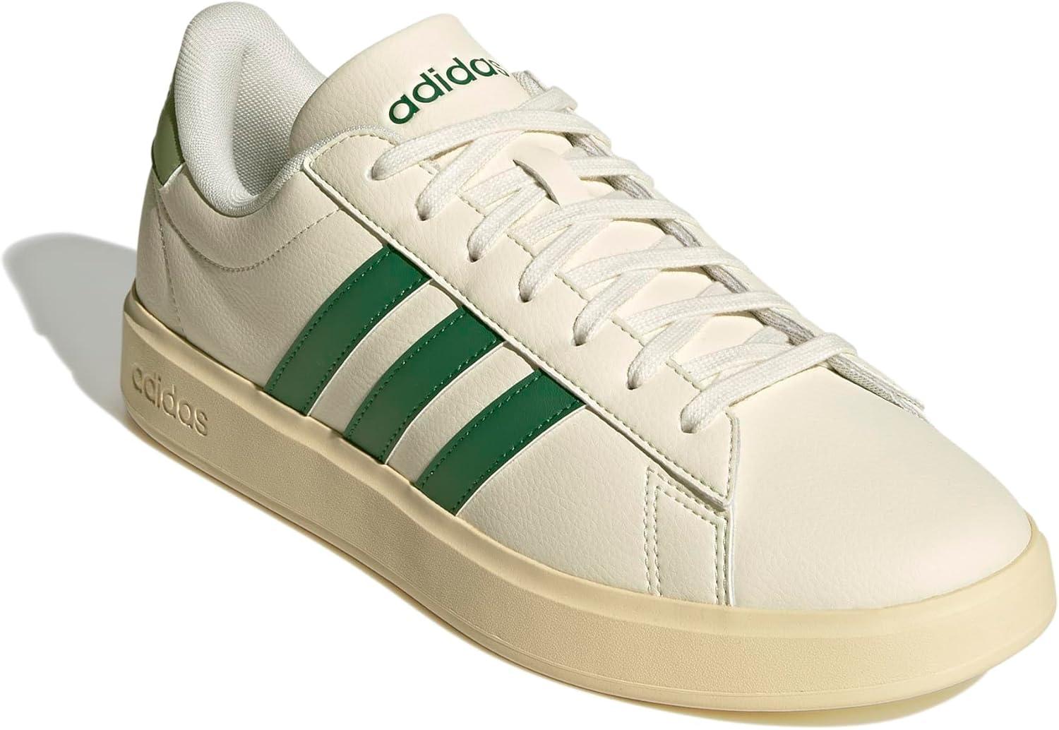 imageadidas Mens Grand Court 20 Tennis ShoeOff WhiteCollegiate GreenTent Green