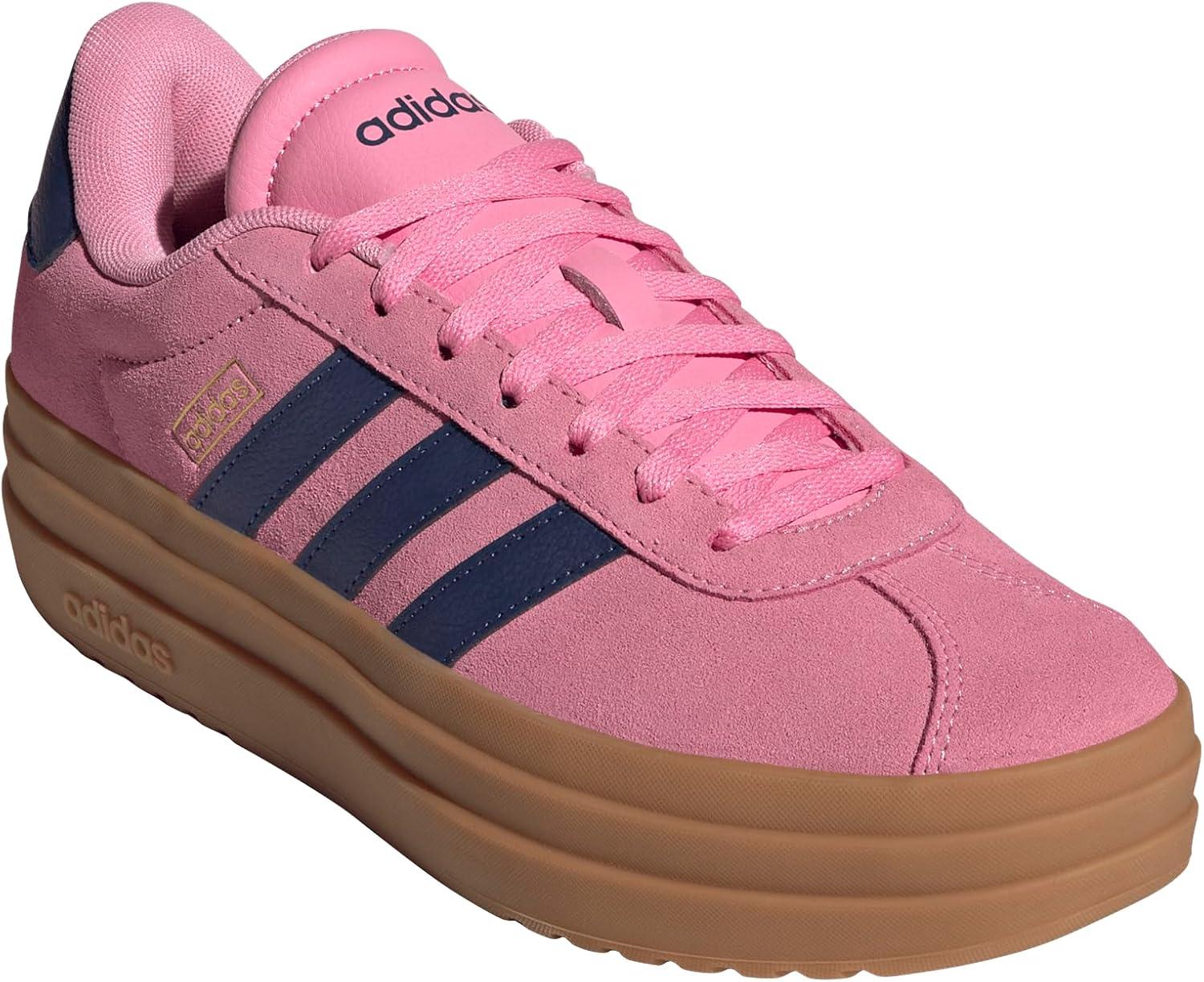 imageadidas Womens Vl Court Bold SneakerBliss PinkDark BlueGold Metallic