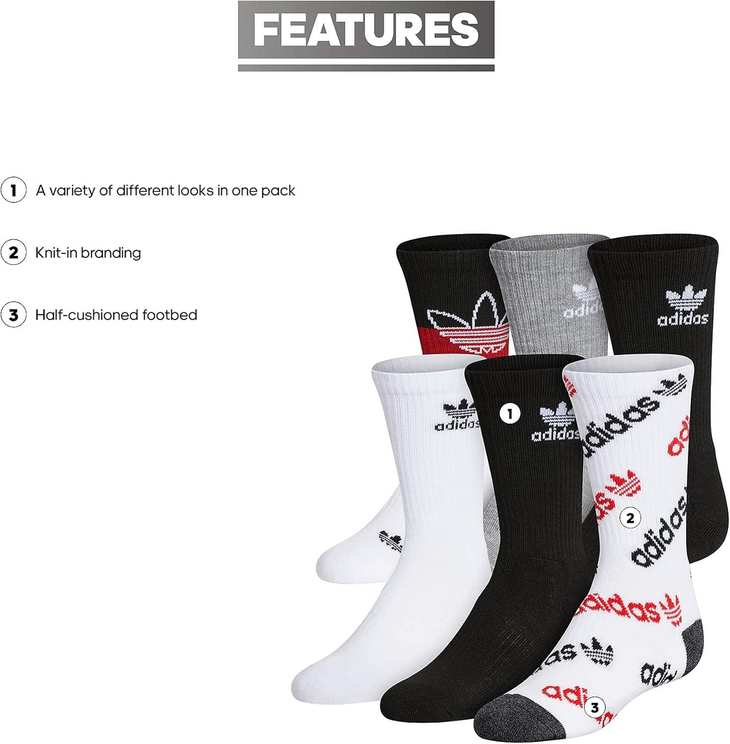 imageadidas Athletic Cushioned Crew Socks 6 pairs kids DISCONTINUEDBlackWhiteScarlet Red