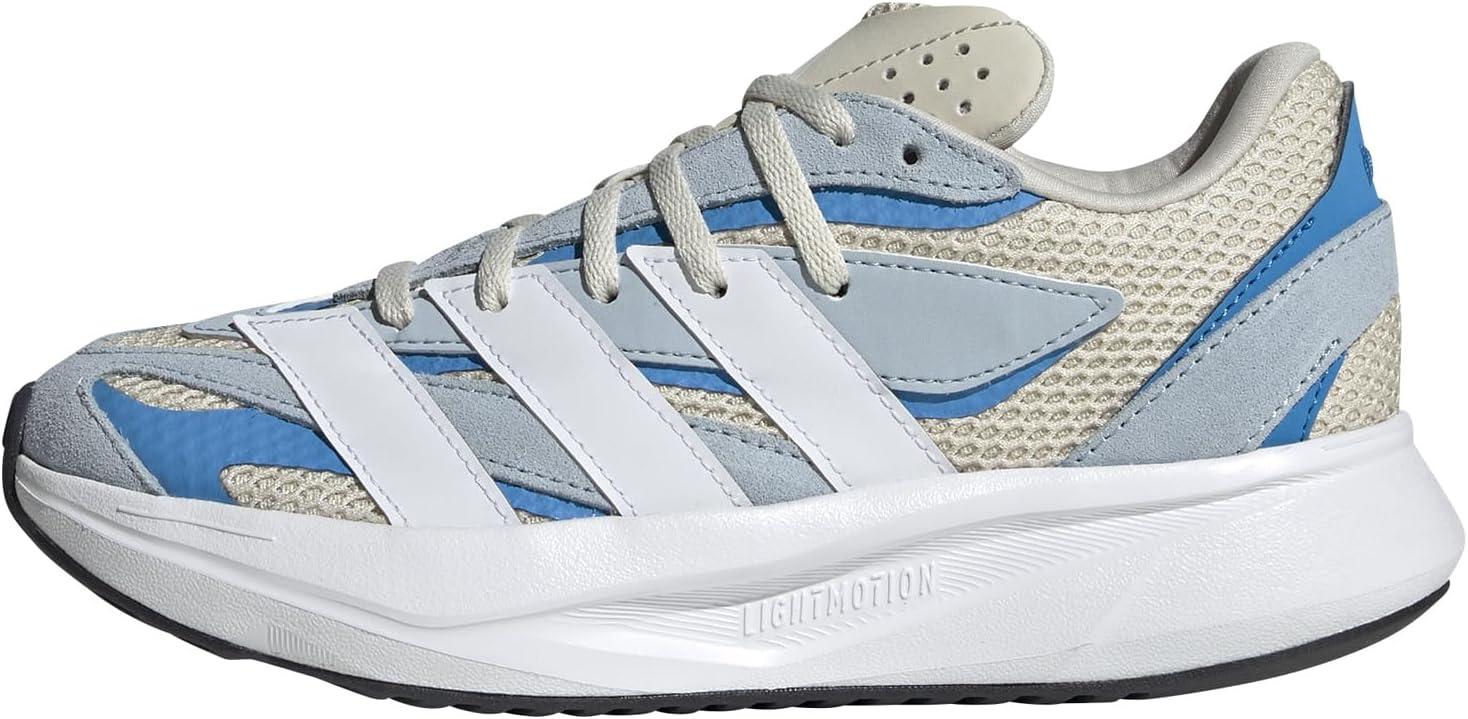 imageadidas Boys Lightblaze Lace Up SneakersAluminaWhiteBright Blue