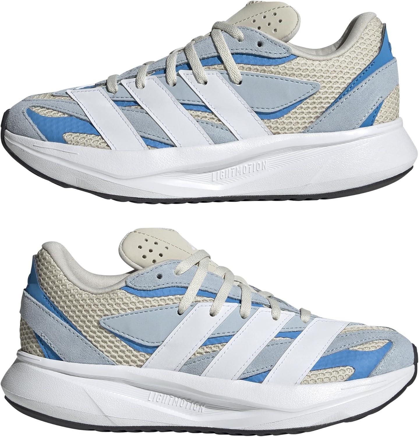 imageadidas Boys Lightblaze Lace Up SneakersAluminaWhiteBright Blue