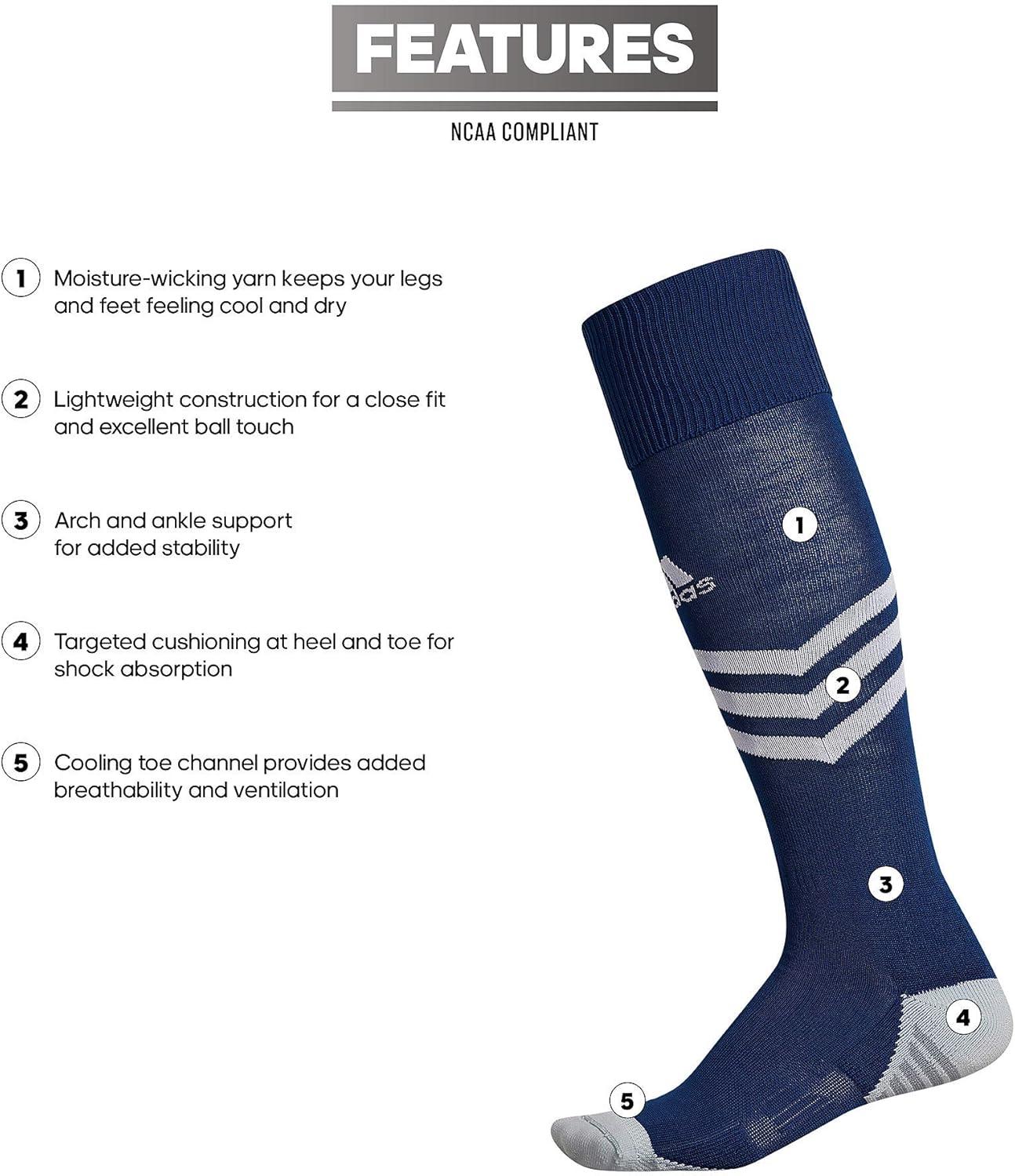 imageadidas Mundial Zone Cushion Soccer Socks for Boys Girls Men and Women 1Pair Dark BlueWhiteLight Onix Grey Large