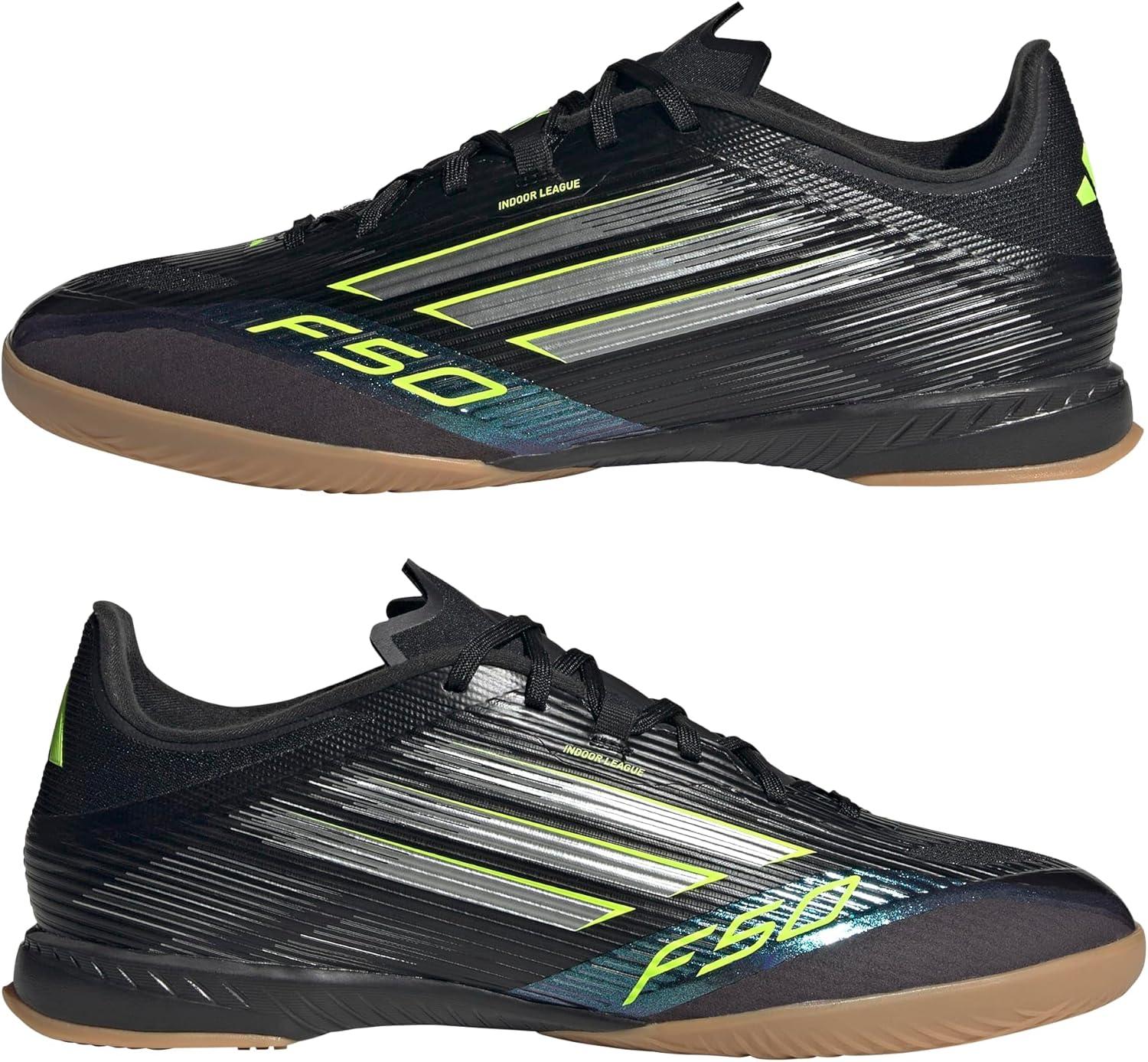 imageadidas UnisexAdult F50 League Indoor SneakerBlackIron MetallicLucid Lemon