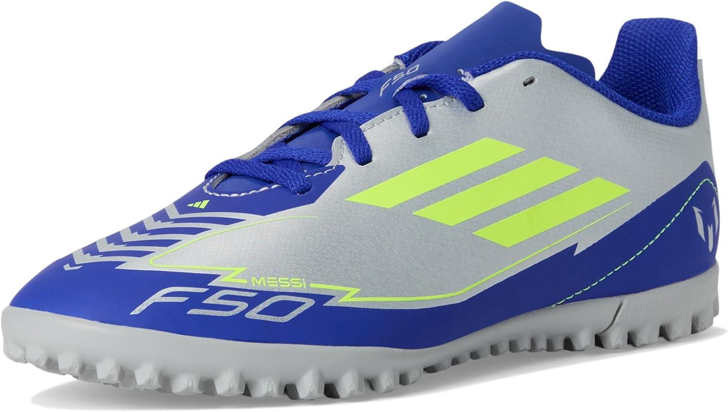 imageadidas Kids F50 Club Messi Turf SneakersSilver MetallicSolar YellowLucid Blue