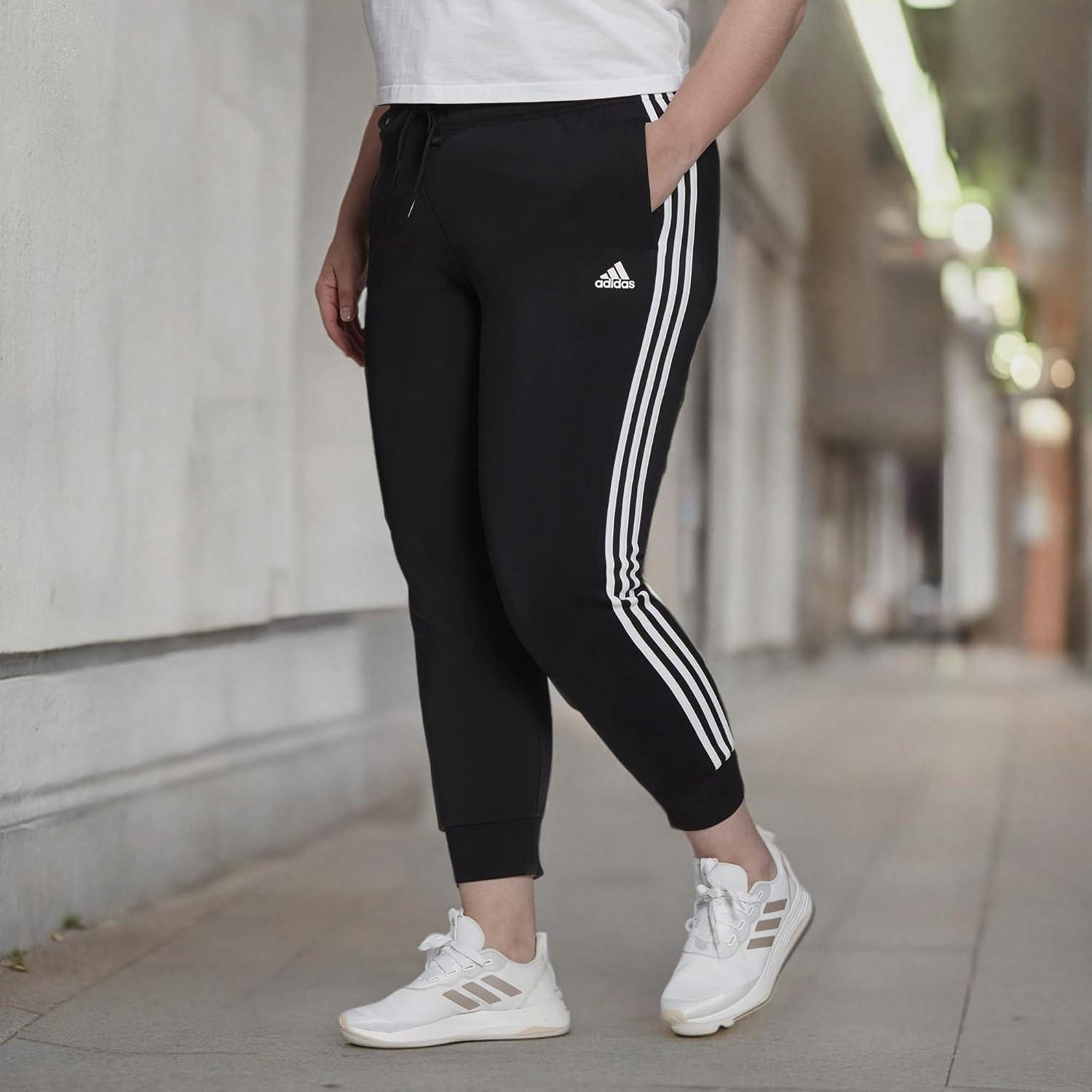 imageadidas Womens Essentials Warmup 3Stripes Slim Tapered Track PantsBlack
