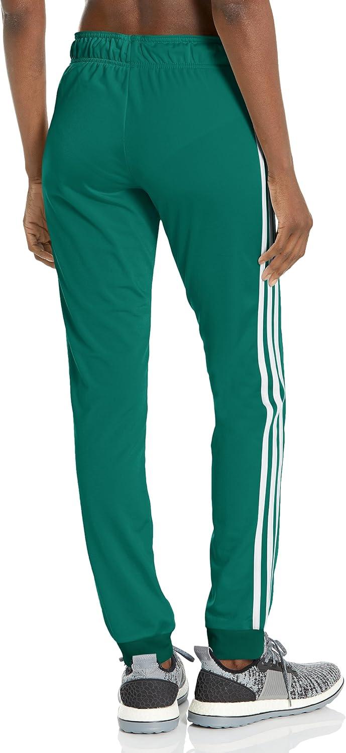 imageadidas Womens Essentials Warmup 3Stripes Slim Tapered Track PantsCollegiate GreenWhite