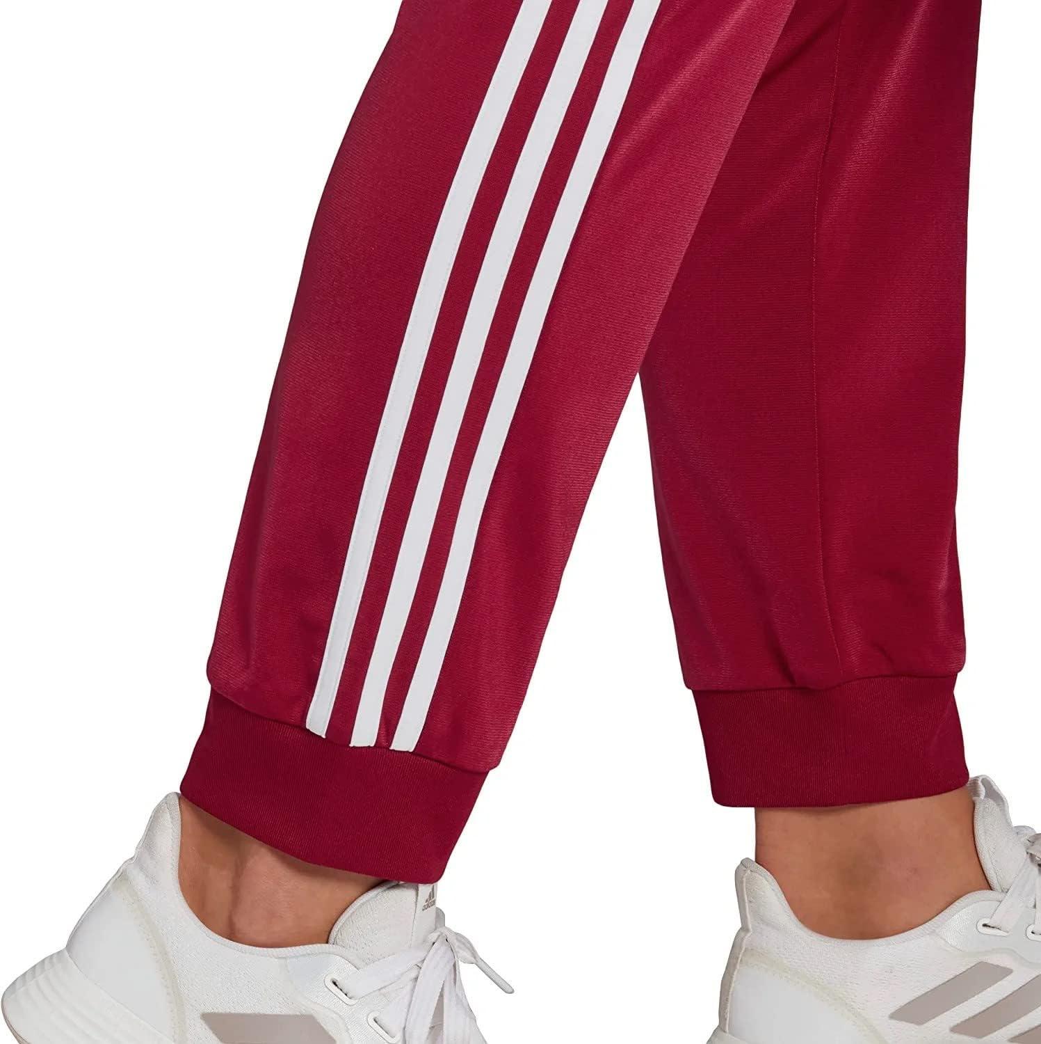 imageadidas Womens Essentials Warmup 3Stripes Slim Tapered Track PantsLegacy BurgundyWhite
