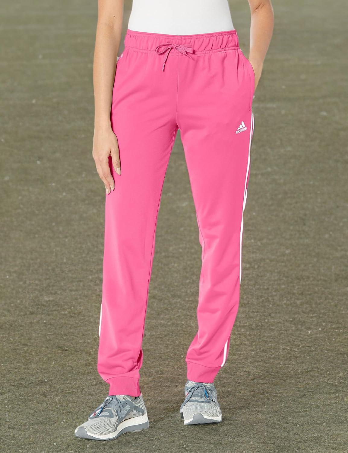 imageadidas Womens Essentials Warmup 3Stripes Slim Tapered Track PantsPulse MagentaWhite