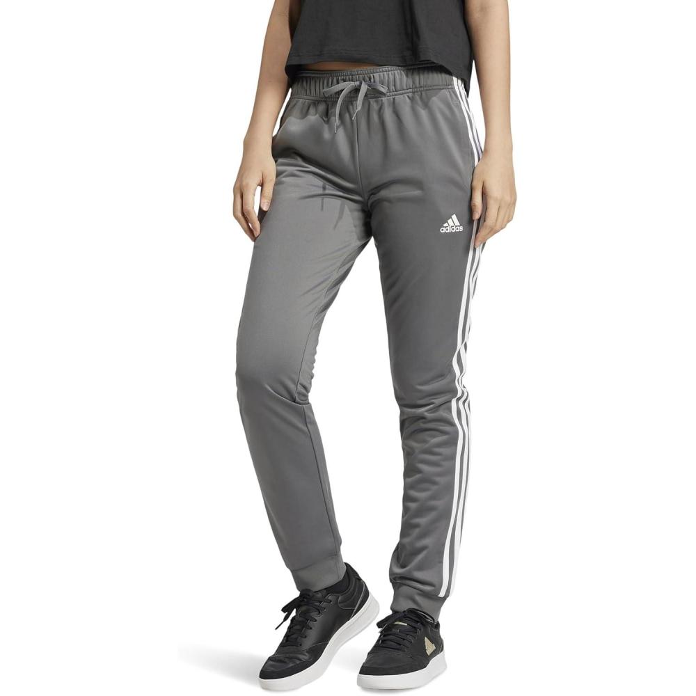 imageadidas Womens Essentials Warmup 3Stripes Slim Tapered Track PantsGrey