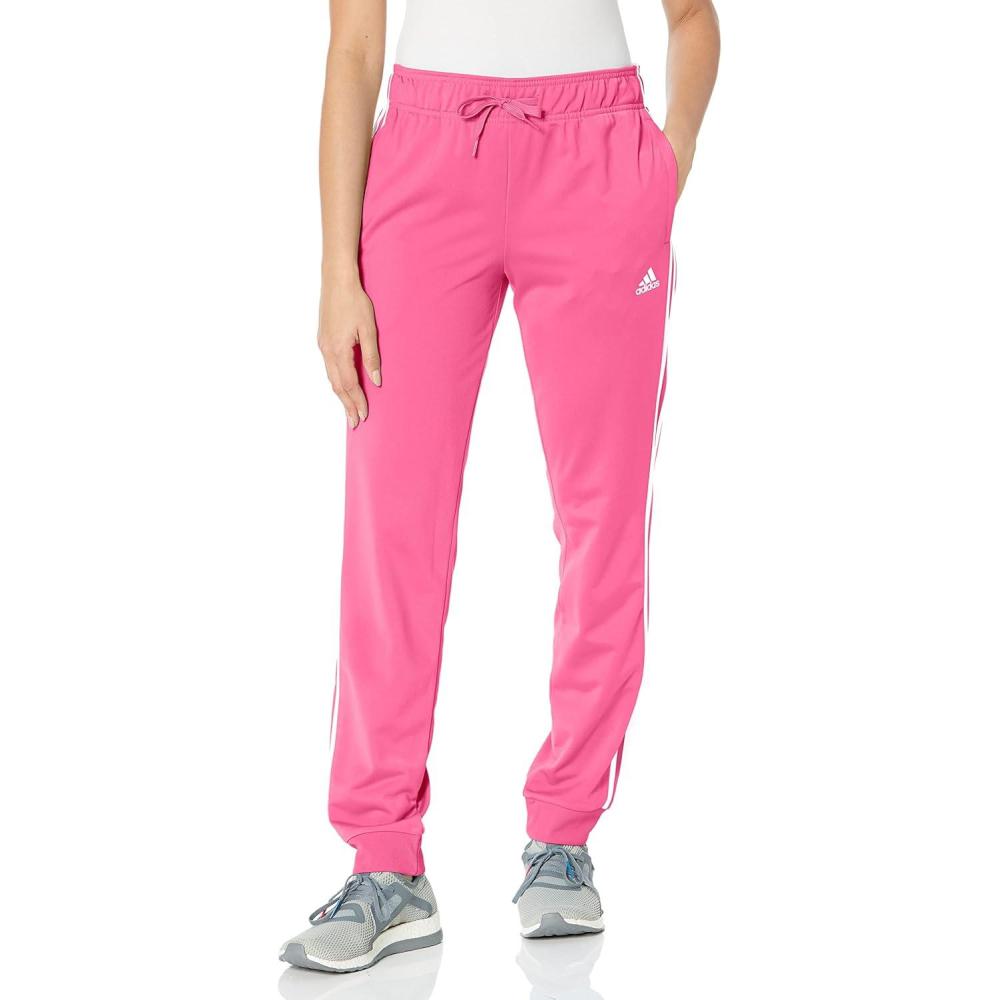imageadidas Womens Essentials Warmup 3Stripes Slim Tapered Track PantsPulse MagentaWhite