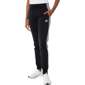 imageadidas Womens Essentials Warmup 3Stripes Slim Tapered Track PantsBlackWhite