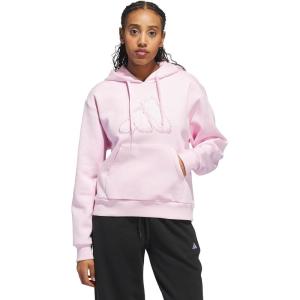 imageadidas Womens Seasonal Essentials Ruffled Big Logo Graphic HoodieClear Pink