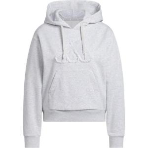imageadidas Womens Seasonal Essentials Ruffled Big Logo Graphic HoodieLight Grey Heather
