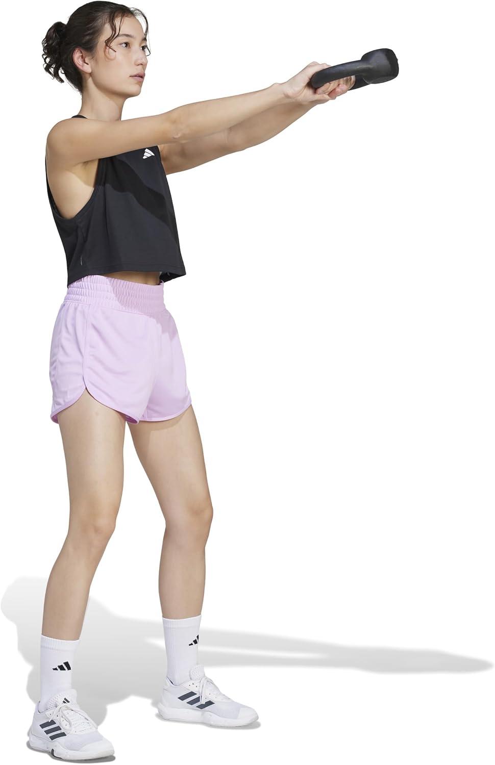 imageadidas Womens Pacer Essentials Knit HighRise Training ShortsBliss LilacWhite