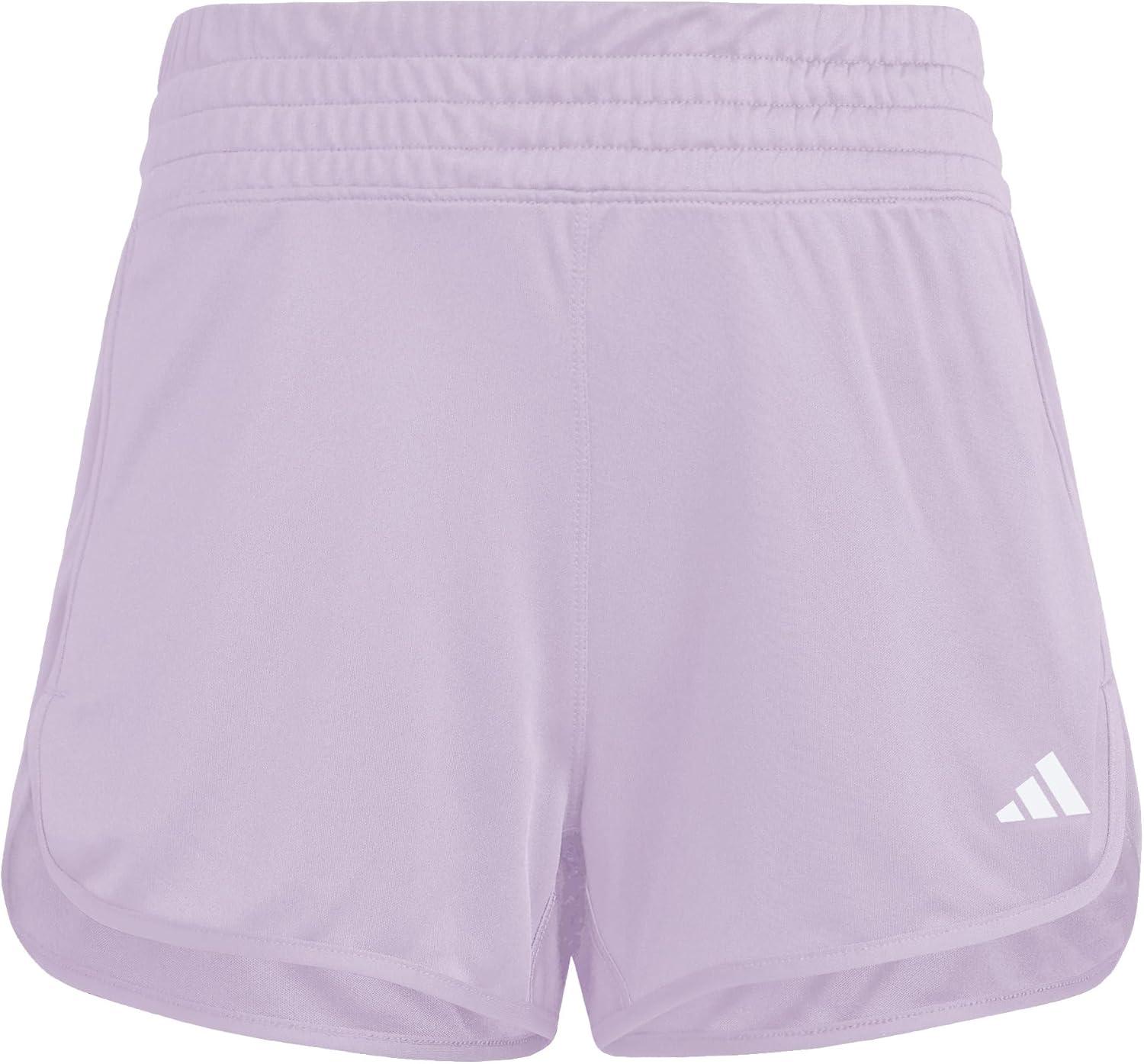 imageadidas Womens Pacer Essentials Knit HighRise Training ShortsBliss LilacWhite