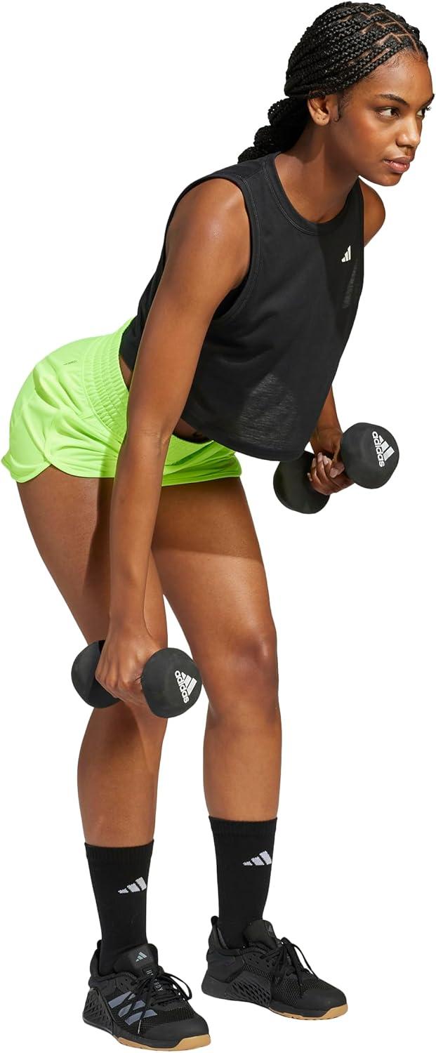 imageadidas Womens Pacer Essentials Knit HighRise Training ShortsLucid LemonWhite