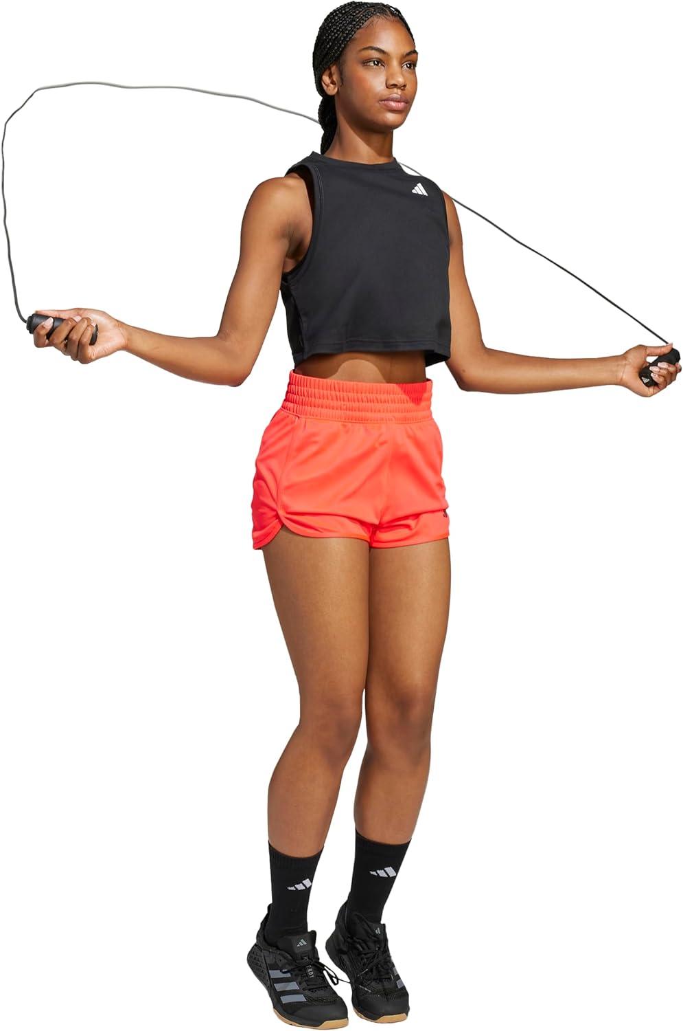 imageadidas Womens Pacer Essentials Knit HighRise Training ShortsLucid RedBlack