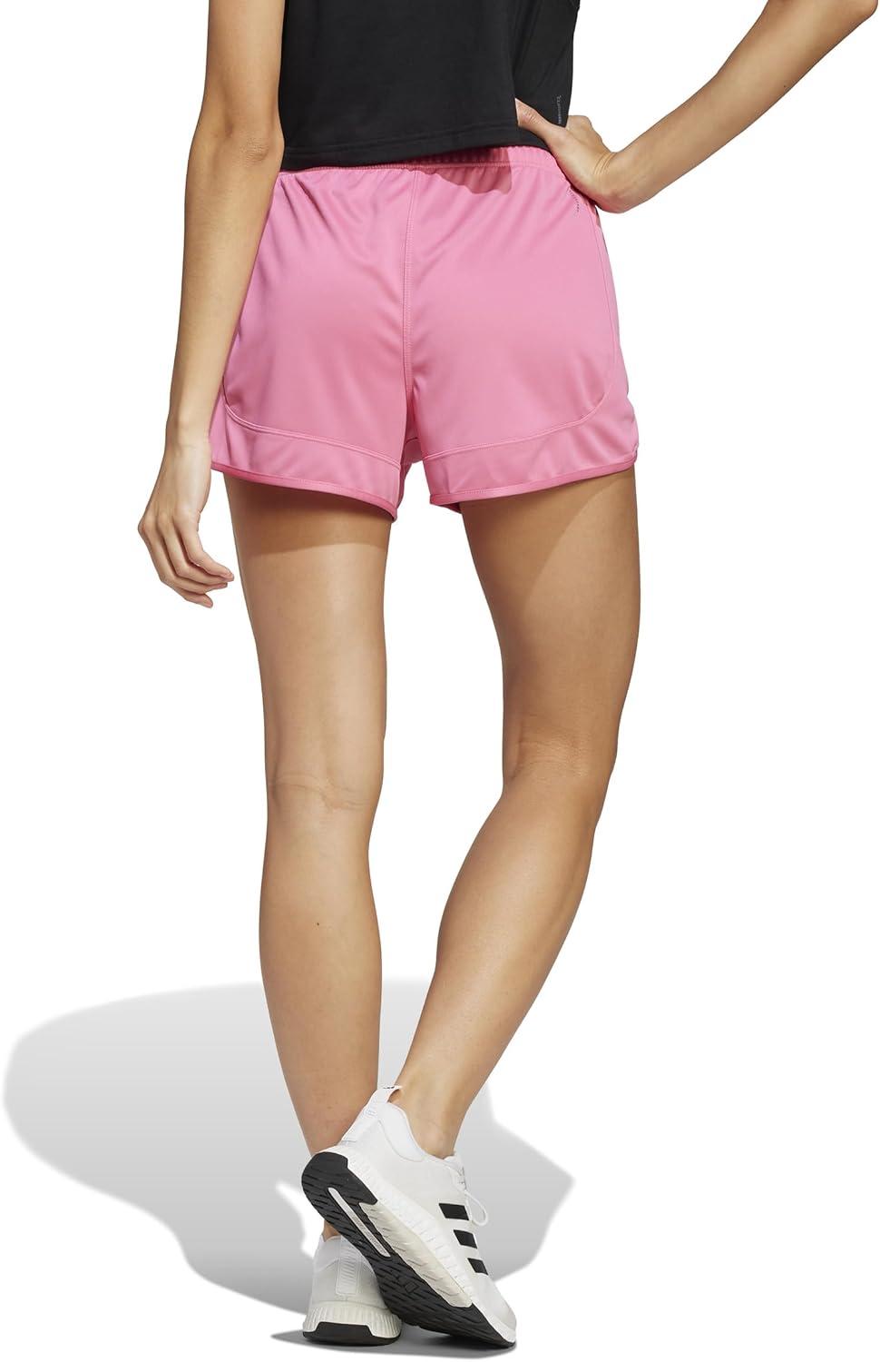imageadidas Womens Pacer Essentials Knit HighRise Training ShortsPink FusionWhite