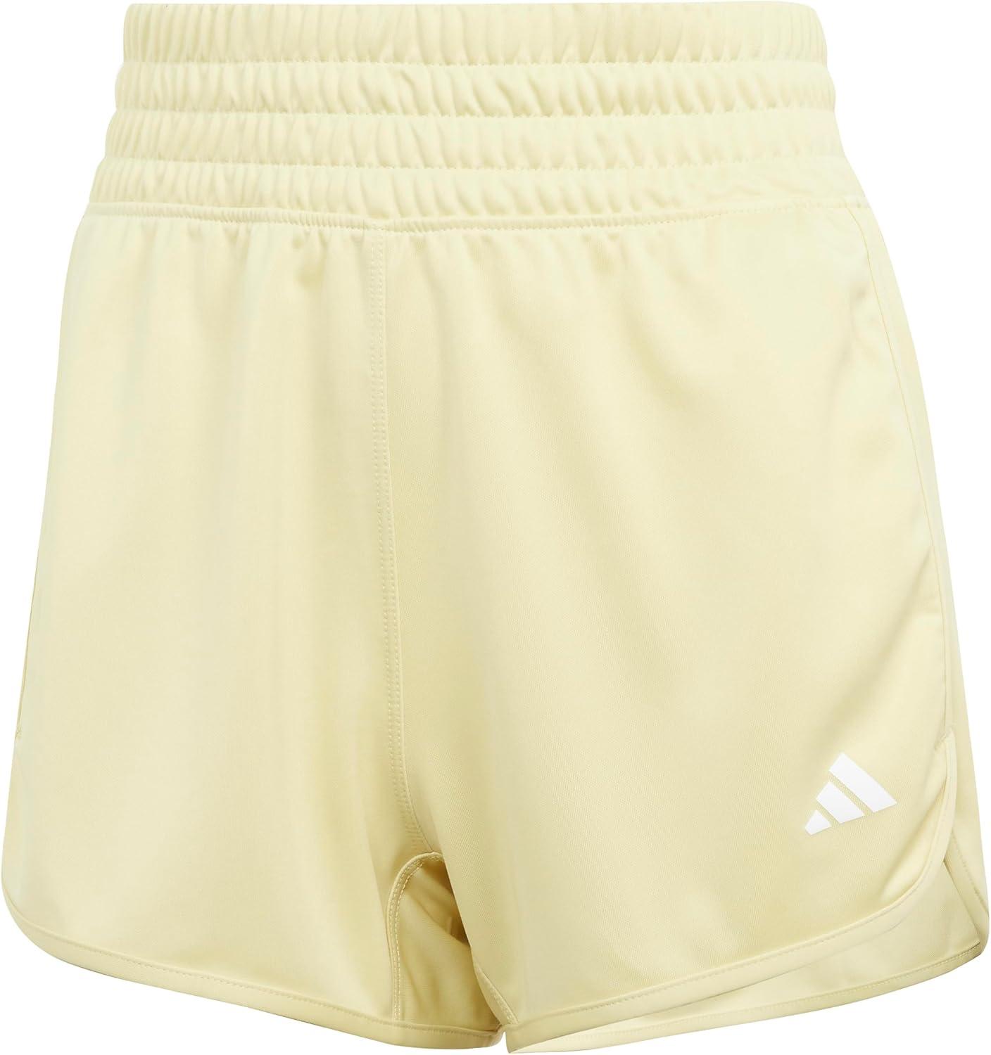 imageadidas Womens Pacer Essentials Knit HighRise Training ShortsPowder YellowWhite