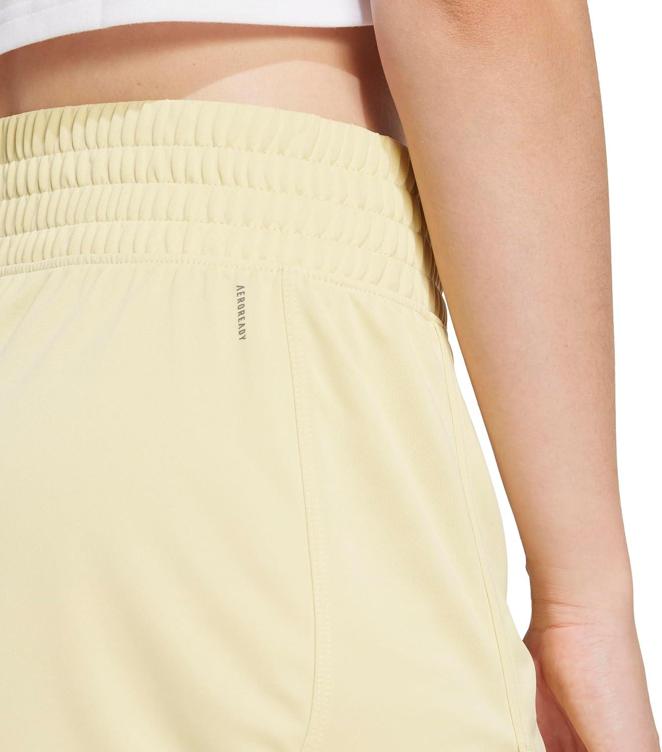 imageadidas Womens Pacer Essentials Knit HighRise Training ShortsPowder YellowWhite