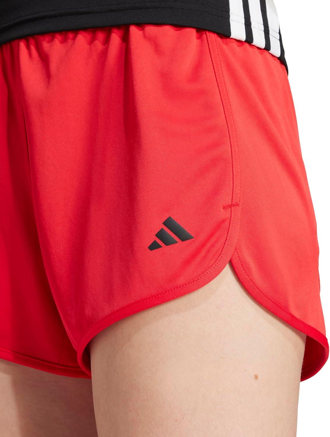 imageadidas Womens Pacer Essentials Knit HighRise Training ShortsPure RubyBlack