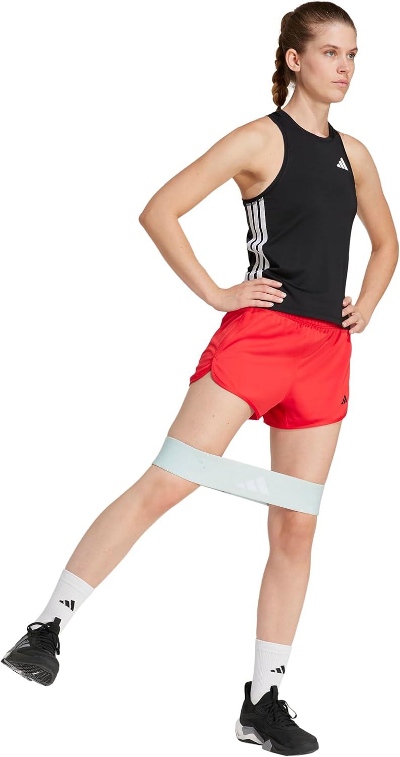 imageadidas Womens Pacer Essentials Knit HighRise Training ShortsPure RubyBlack