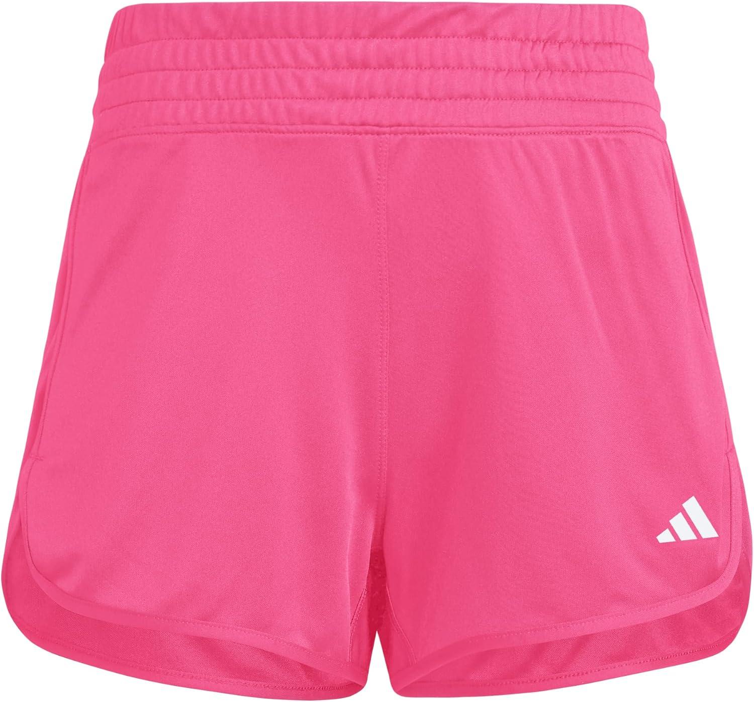 imageadidas Womens Pacer Essentials Knit HighRise Training ShortsShock PinkWhite