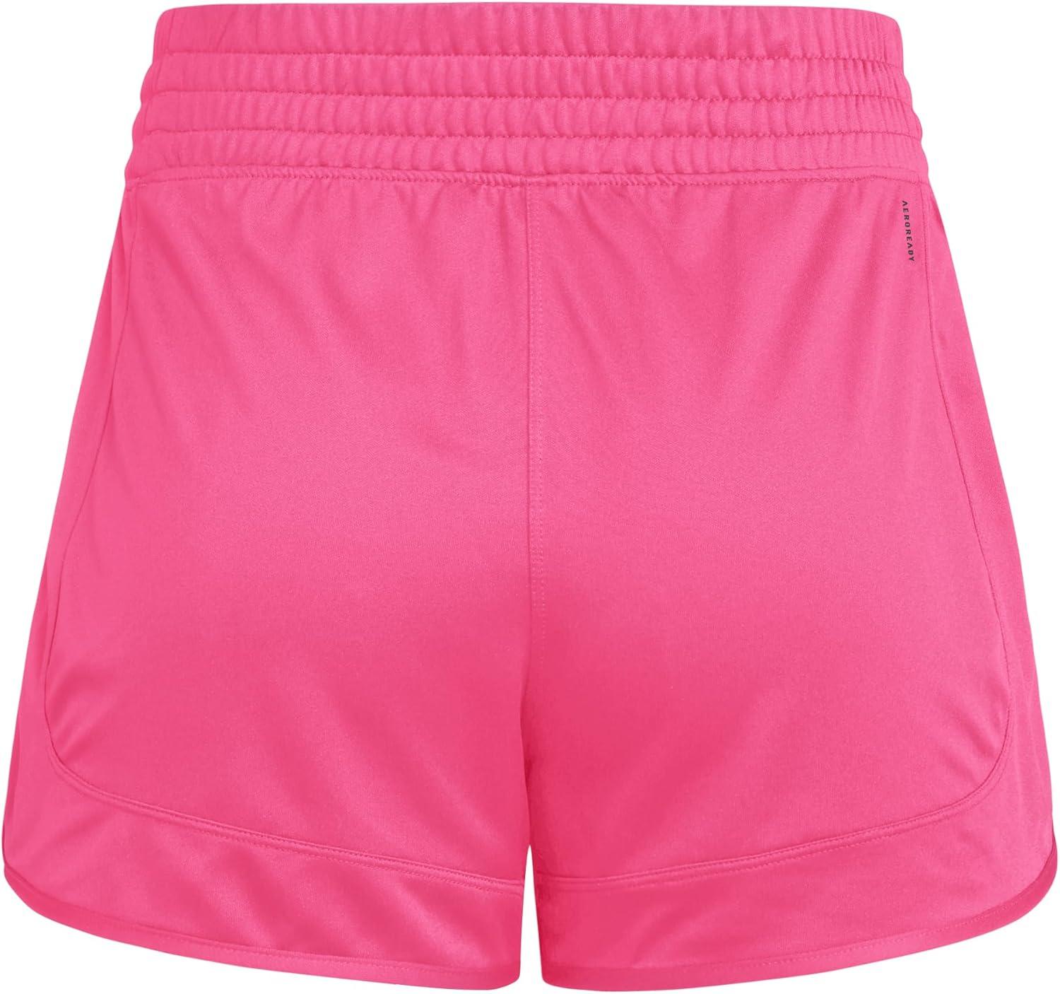 imageadidas Womens Pacer Essentials Knit HighRise Training ShortsShock PinkWhite