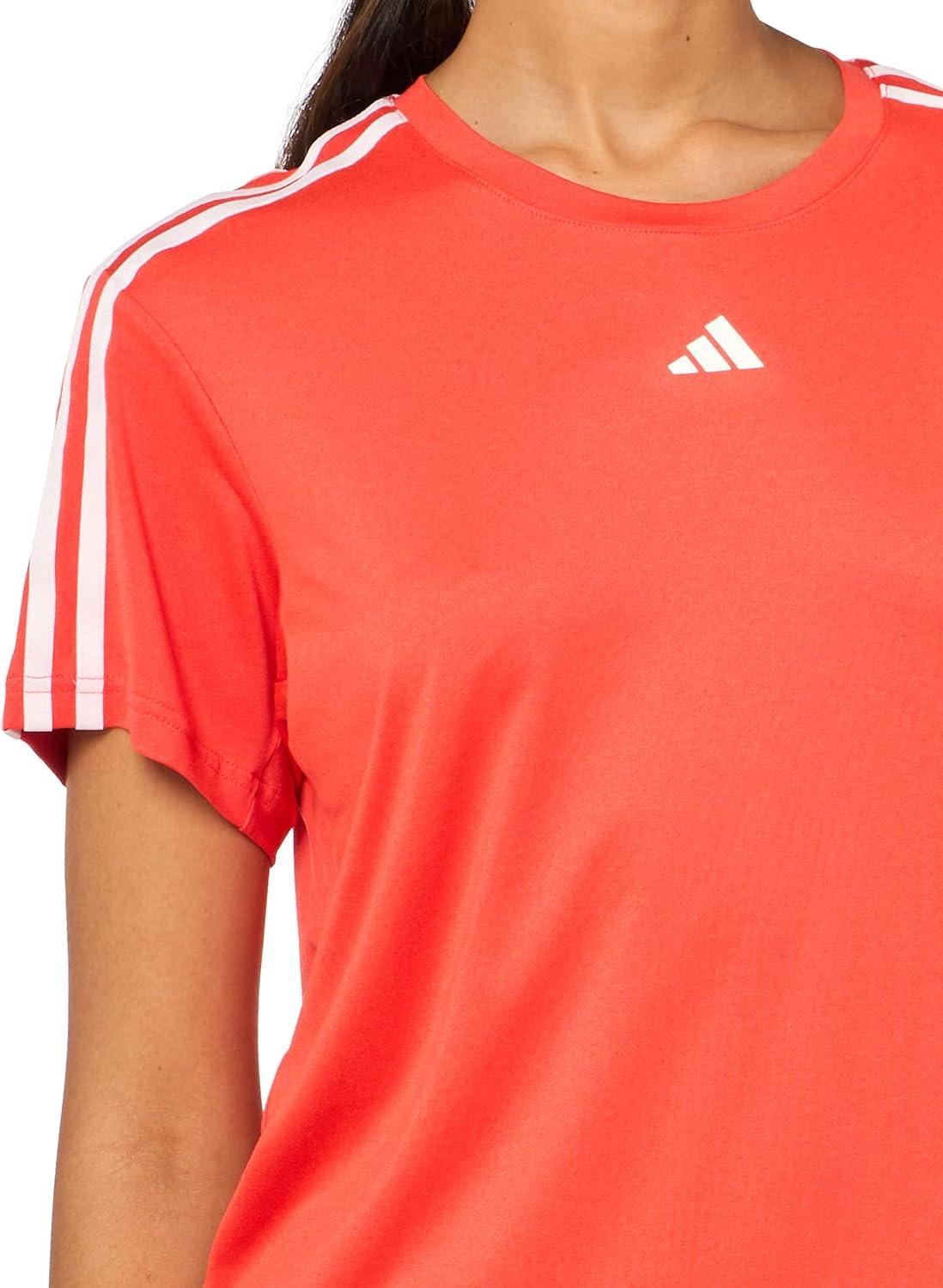 imageadidas Womens Train Essentials 3Stripes TShirtBright RedWhite