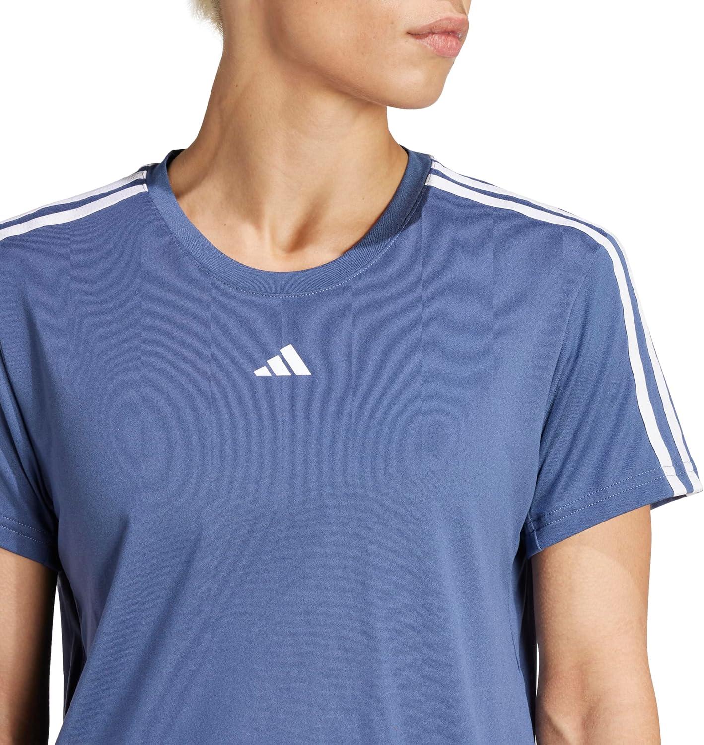 imageadidas Womens Train Essentials 3Stripes TShirtPreloved InkWhite