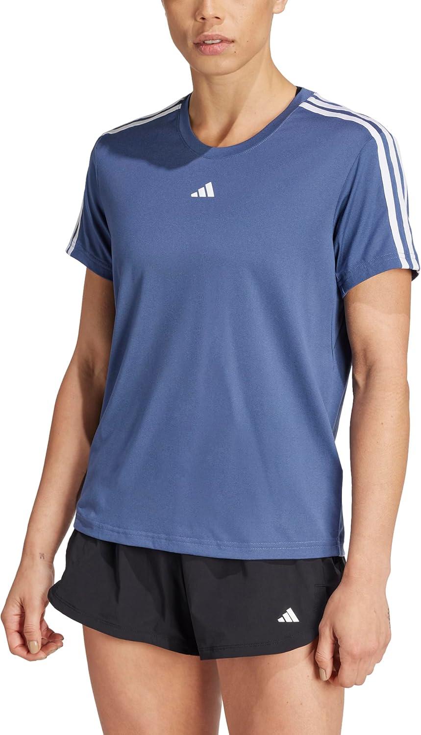 imageadidas Womens Train Essentials 3Stripes TShirtPreloved InkWhite