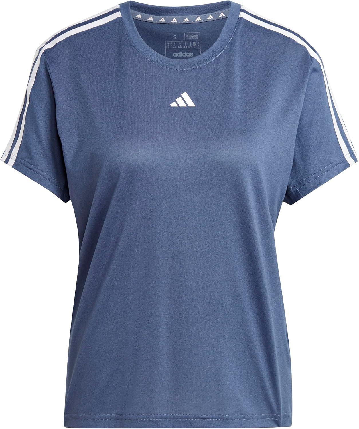 imageadidas Womens Train Essentials 3Stripes TShirtPreloved InkWhite