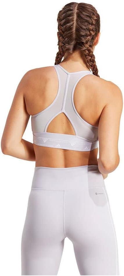 imageadidas Womens Training Medium Support 3 Stripes BraAmaplaWhite Ddd