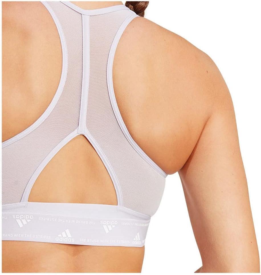 imageadidas Womens Training Medium Support 3 Stripes BraAmaplaWhite Ddd