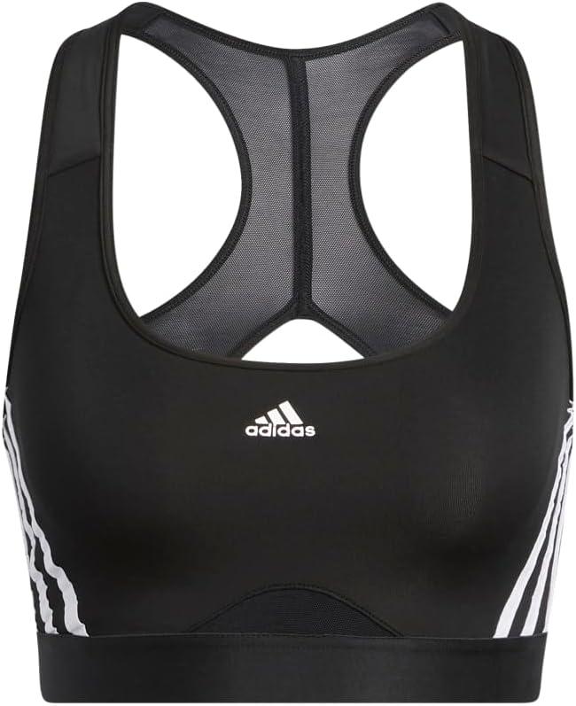 imageadidas Womens Training Medium Support 3 Stripes BraBlack  White
