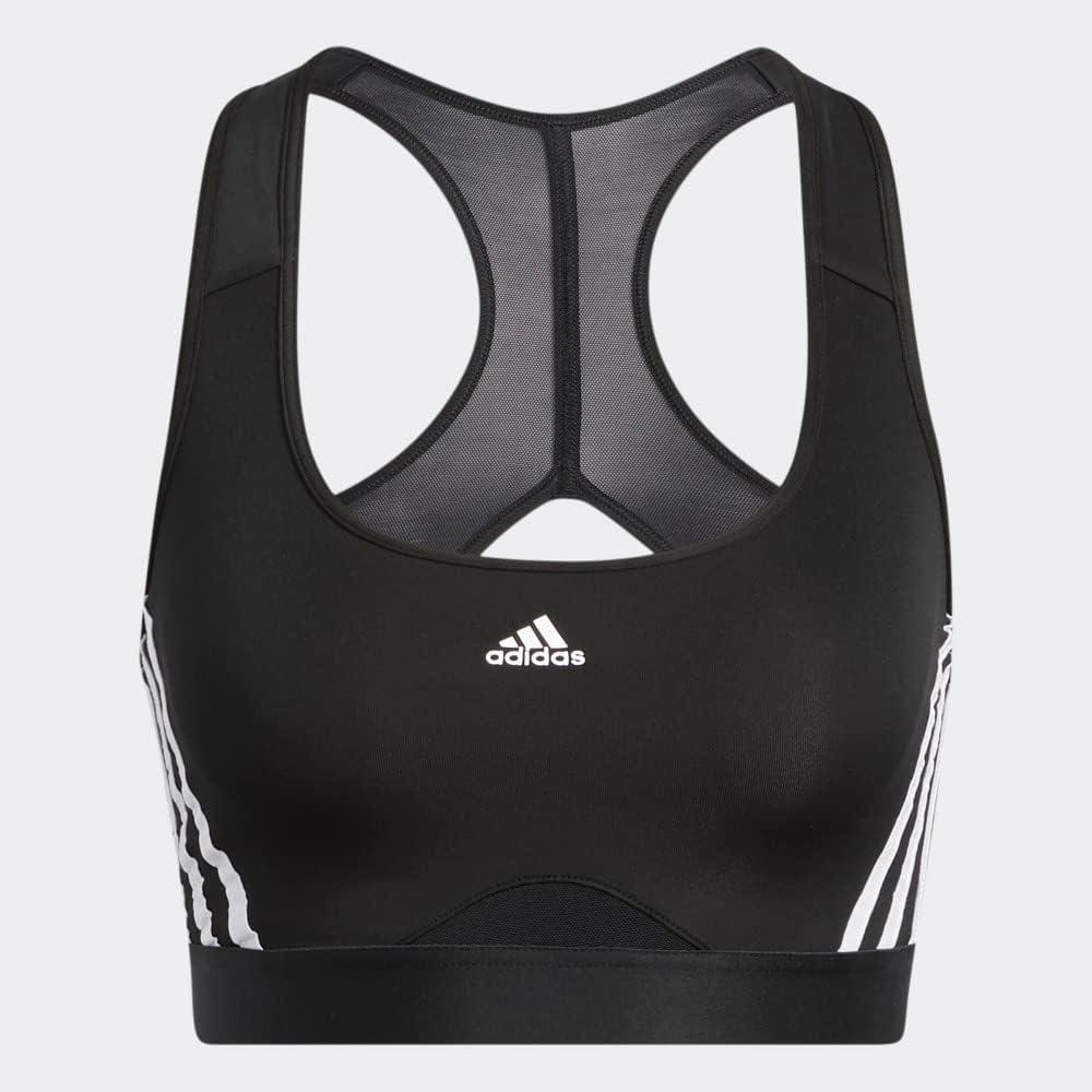 imageadidas Womens Training Medium Support 3 Stripes BraBlack  White